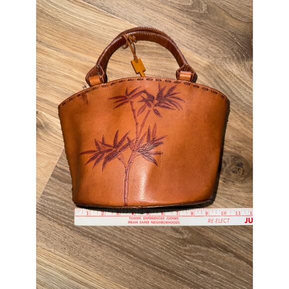 FOSSIL vintage bamboo leather bag - Picture 4 of 12